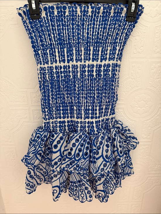 Camilla Dresses & Skirts - Camilla Blue & White Smocked Ruffle Mini Dress